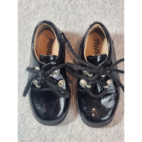 Brakkies Other - Brakkies Patent Leather Oxford Shoes Kids EU 22 Black Formal Lace Up Lug Sole